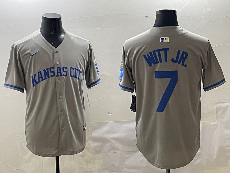 Men Kansas City Royals #7 Witt jr Grey Game 2025 Nike MLB Jersey style 316->kansas city royals->MLB Jersey